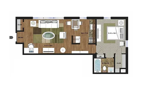 Floor plan Bryant 3013 - One Bedroom