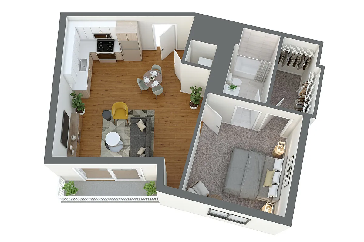 Floor plan A16 1 Bed/1 Bath