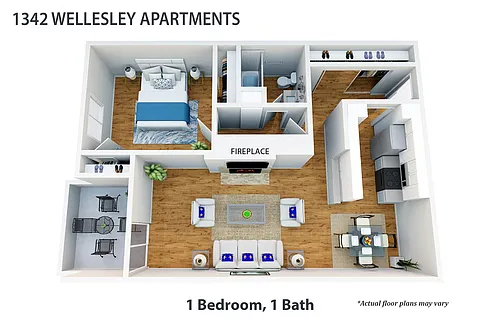Floor plan One Bedroom, One Bath