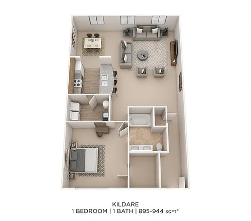 Floor plan One Bedroom-928 sqft