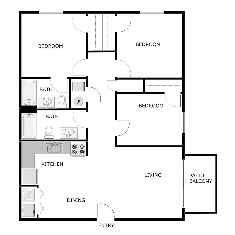 Floor plan 3 Bed 2 Bath