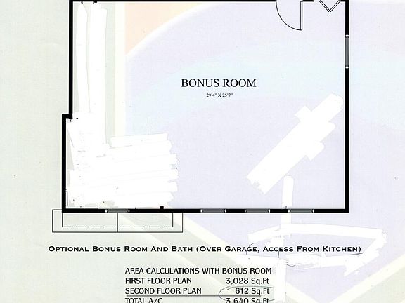 Huge bonus room over entire 3-car garage