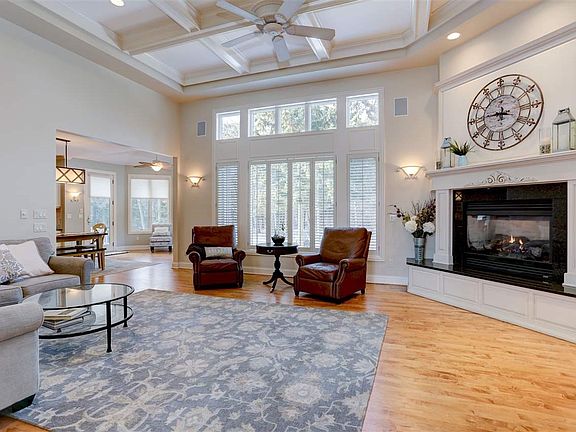 Hardwood Floors-Abundant Light & Coffered Ceiling are just a few details in the Great Room