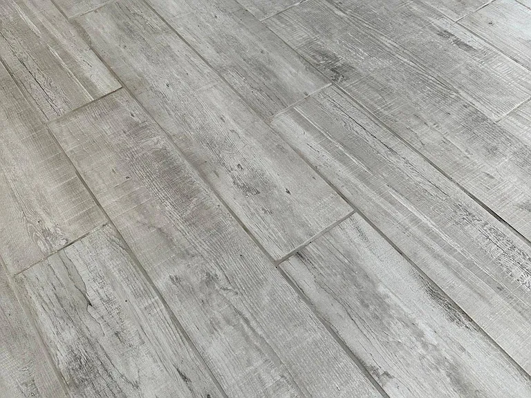 New wood look tile floor