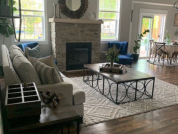 Living room and fireplace