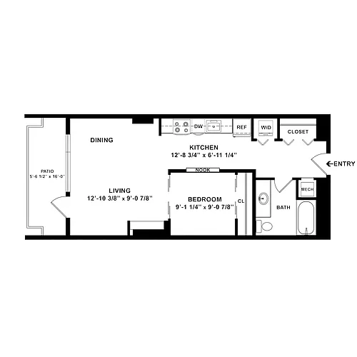 Floor plan 1 Bed/1 Bath Urban-e4.1