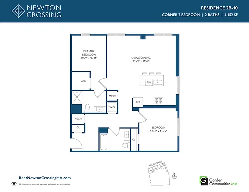 Floor plan Corner Two Bedroom Apartment 2B-10