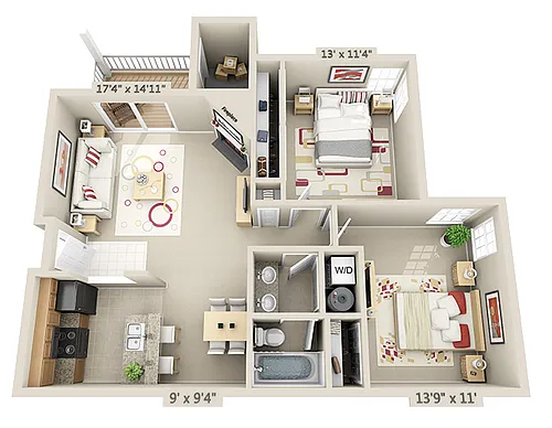 Floor plan 2 Bed 1 Bath