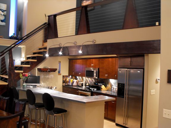 Balcony overlooking kitchen
