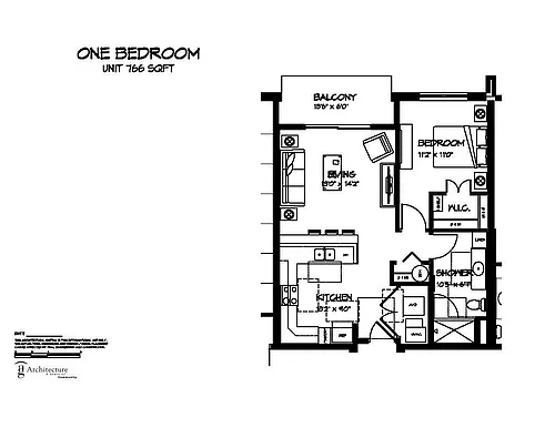 Floor plan Building B - One Bedroom C
