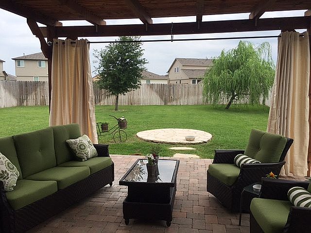 View out French doors/kitche