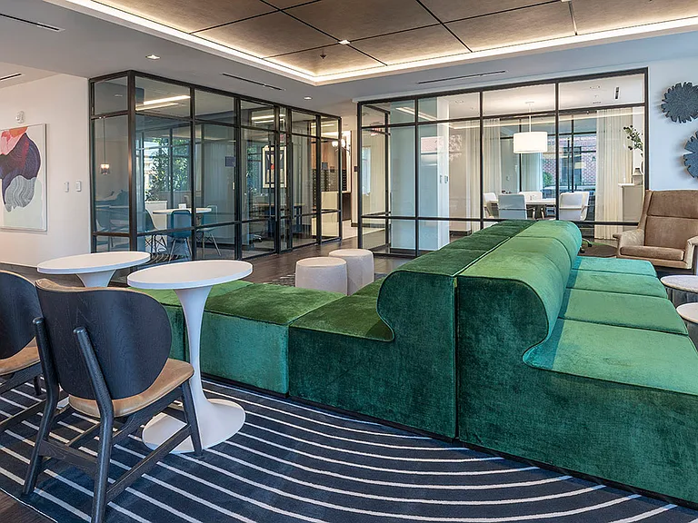 Apartment community resident lounge at Griffis Edgemoor in Bethesda, Maryland.