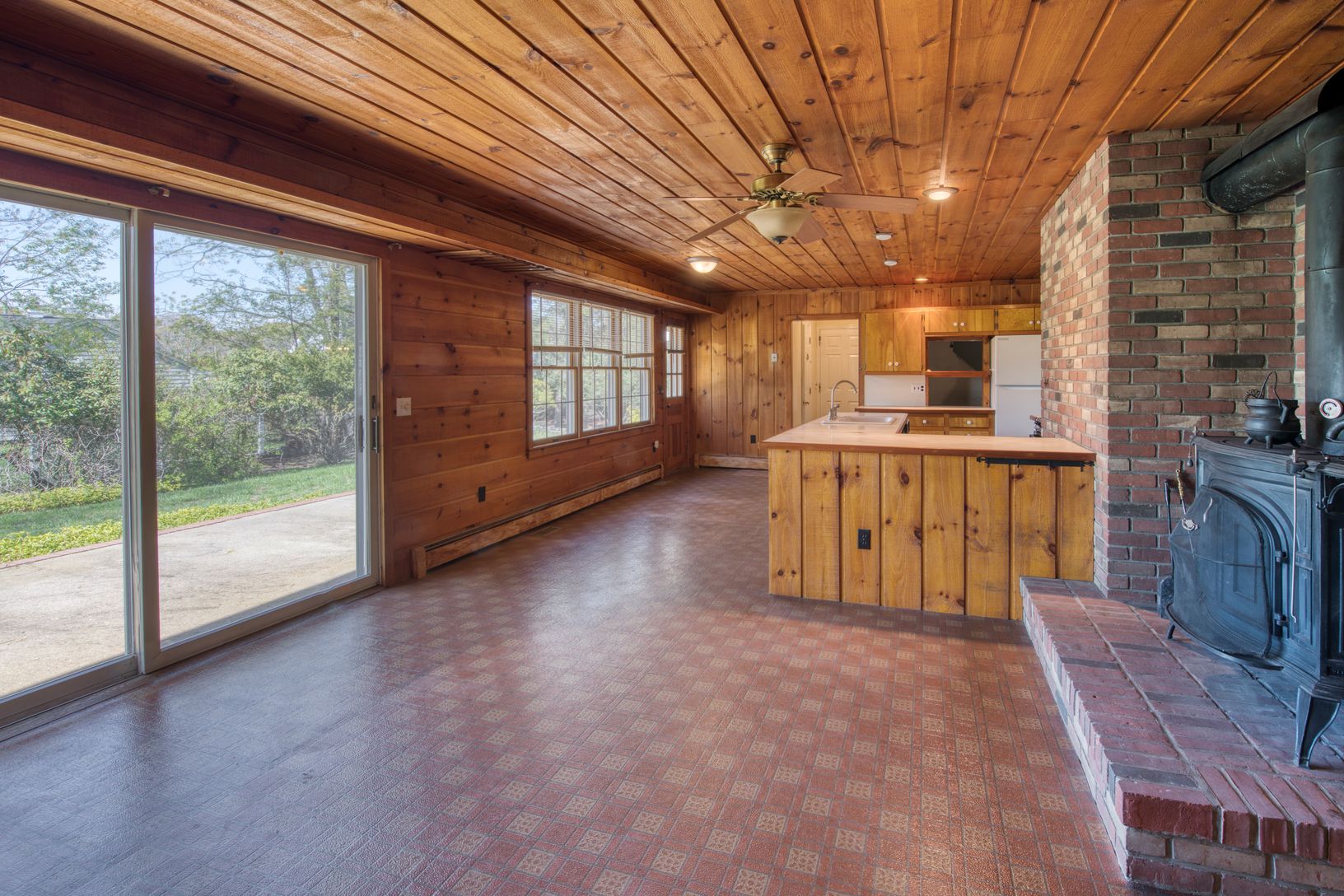  Kitchen & Den with wood burning stove