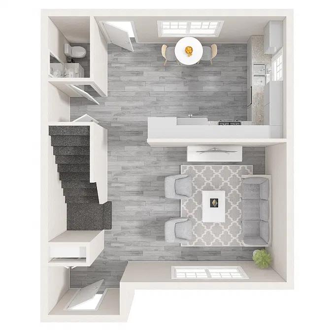 Floor plan 3 Bedroom, 1.5 Bath (B)