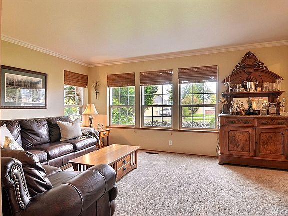 Living room with plenty of light and luxurious newer carpet.