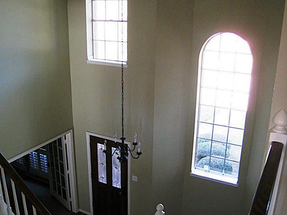 View of impressive entry from upstairs.