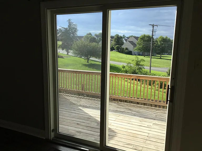 Sliding glass doors from living room onto deck