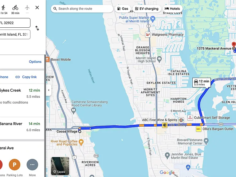 Drive to Cocoa Village
