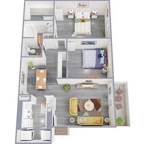 Floor plan 2 Bedroom x 1 Bath D