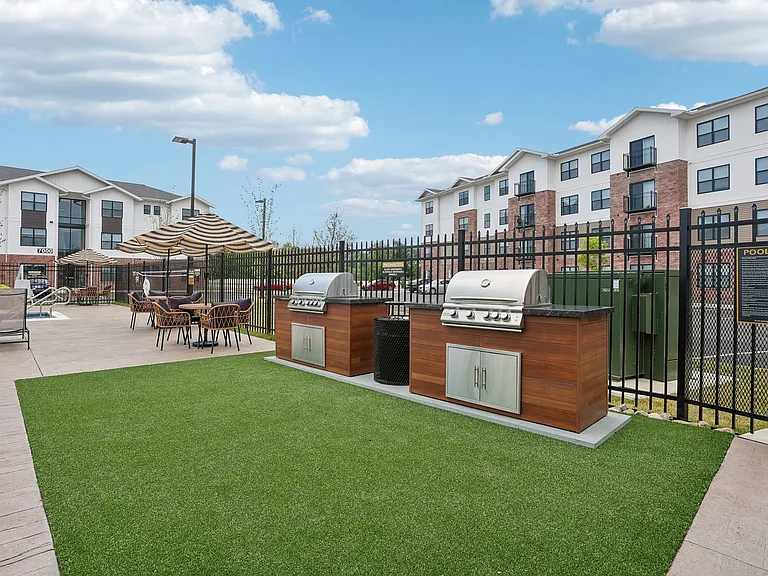 Two outdoor gas grill stations for resident use