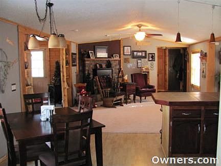looking from kitchen to fireplace room