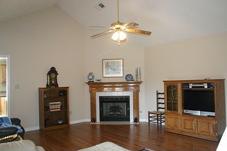 Family room fireplace, vaulted ceiling