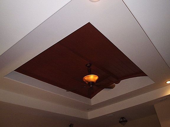 Custon wood ceiling in living room