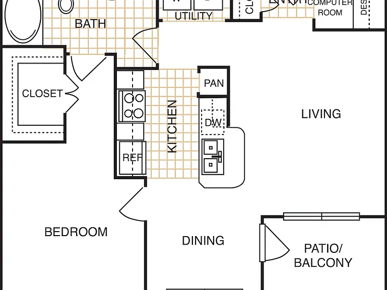 Estates at Memorial Heights - A3 - 1 Beds - 1 Baths - 739 Sq. ft.