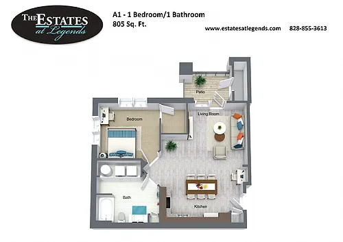 Floor plan A1- 1 Bedroom / 1 Bath