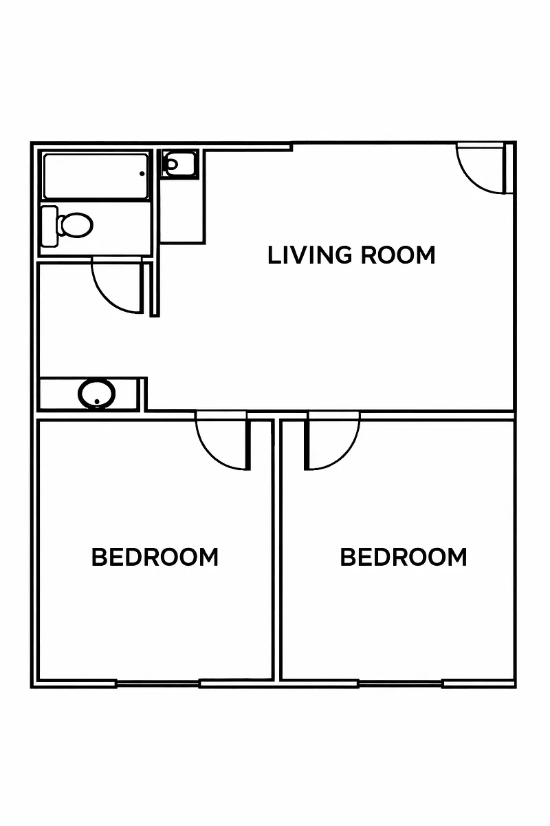 Floor plan 2 Bed Furnished