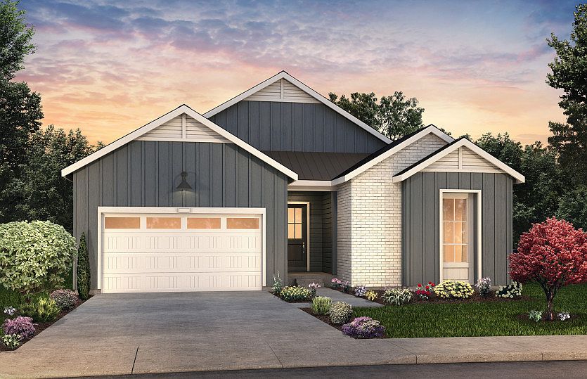Single-story Chadwick plan shown in Elevation A with a three-car garage.