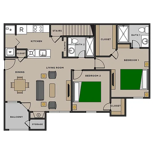 Floor plan B2 with attached garage