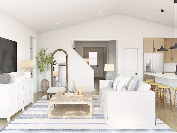 Great room with vaulted ceiling