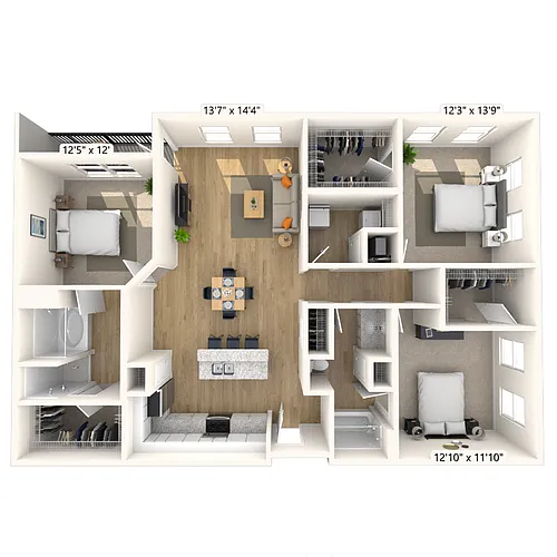 Floor plan Traditional 3x2 1505 SF