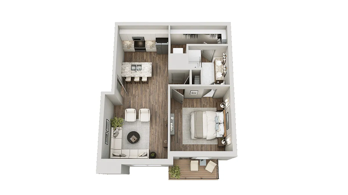 Floor plan 1 Bed 1 Bath B