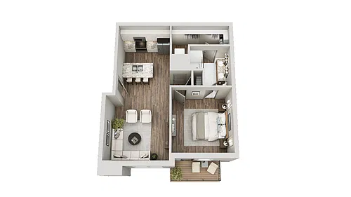 Floor plan 1 Bed 1 Bath B