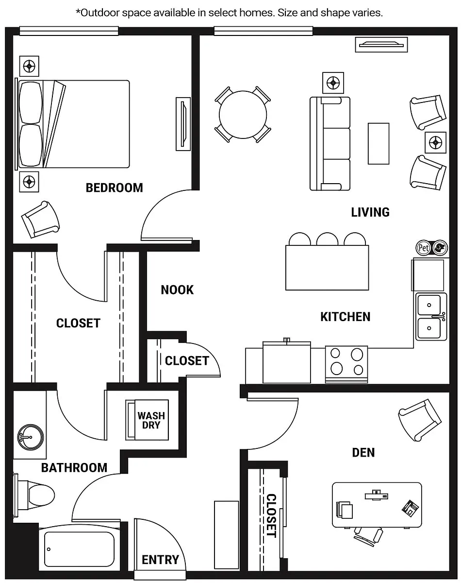 Floor plan AD7 One Bed + Den