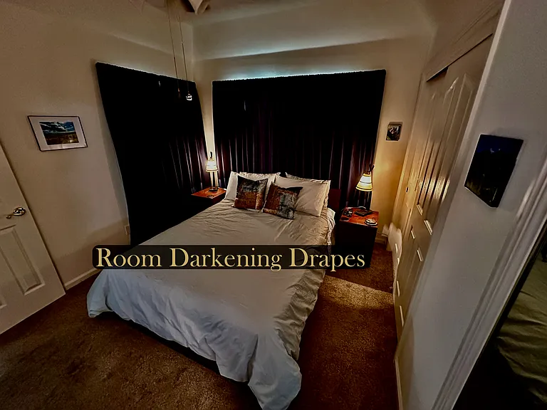 Sleep well with room darkening drapes.