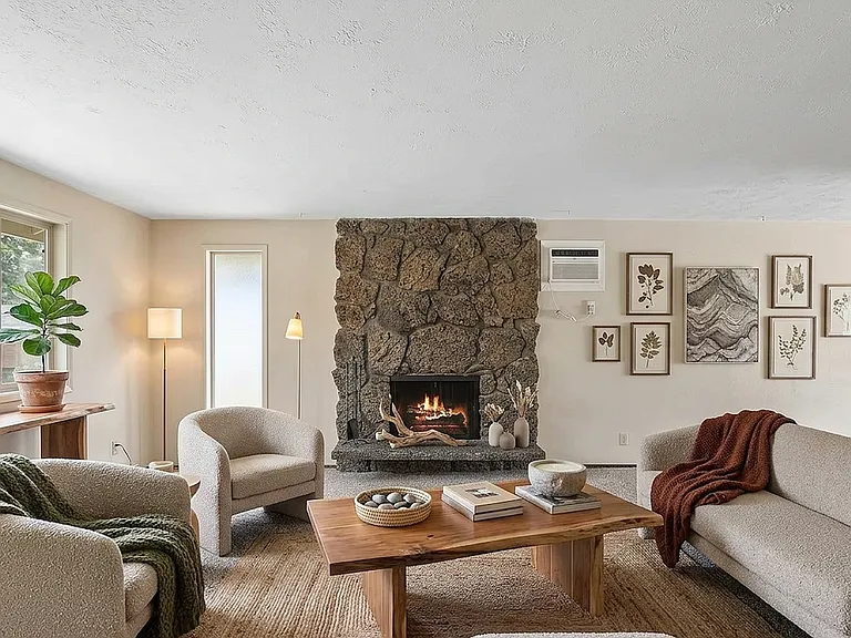 Living room with fireplace