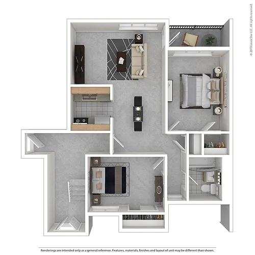 Floor plan 2 Bed / 1 Bath