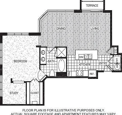 LA floor plan The Crescent at Fells Point