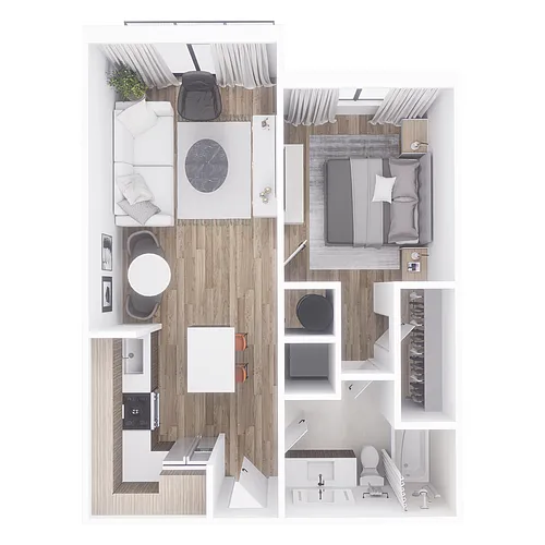 Floor plan 1x1 - 769 sqft