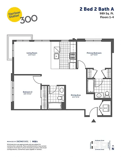 Floor plan 2 Bed 2 Bath A
