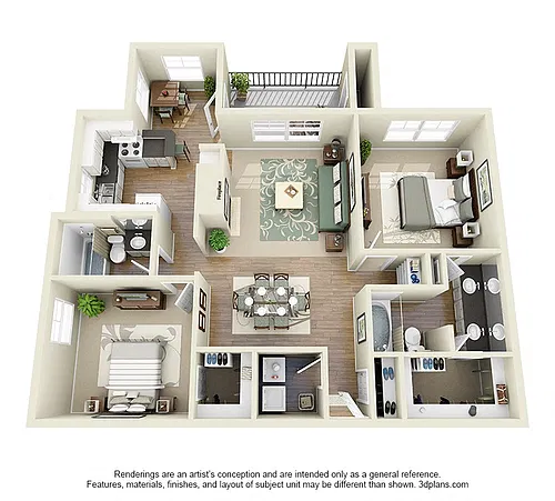 Floor plan 2 Bed 2 Bath Large