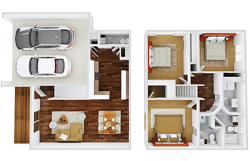 Floor plan Townhome Style 3 Bedroom 2.5 Bathrooms with Attach