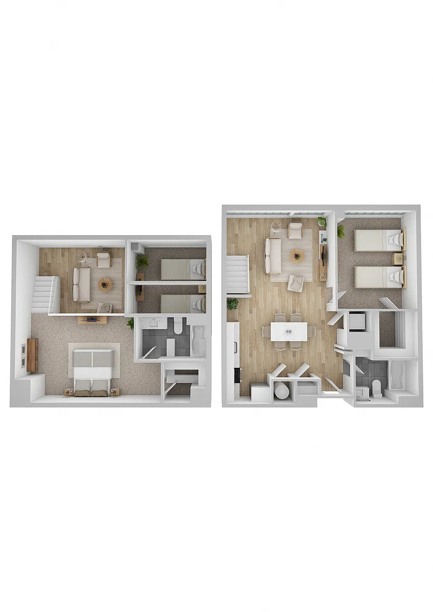 Floor plan 2 Bedroom 2 Bath Loft