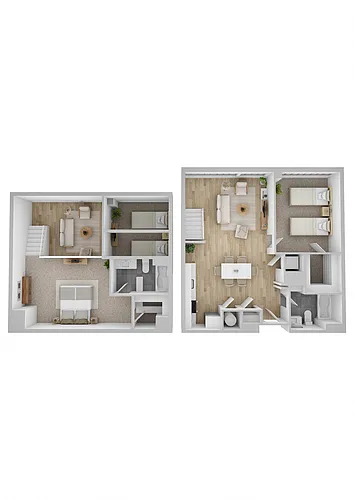 Floor plan 2 Bedroom 2 Bath Loft