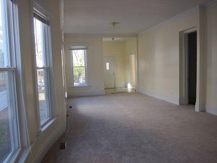 The view of the family room from as seen from the dining are