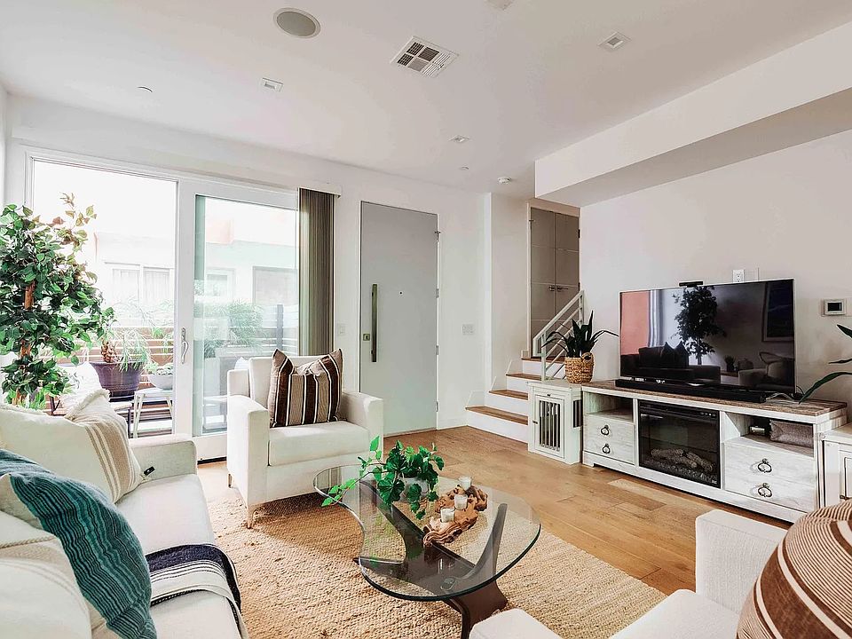 Living room with elevated ceilings