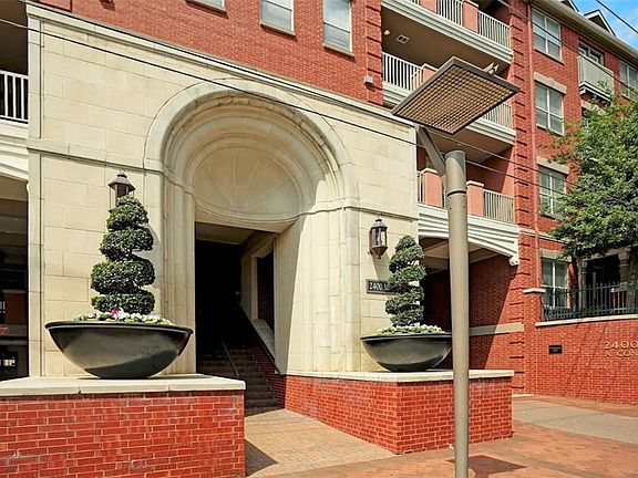 Building entrance and driveway to secured parking.